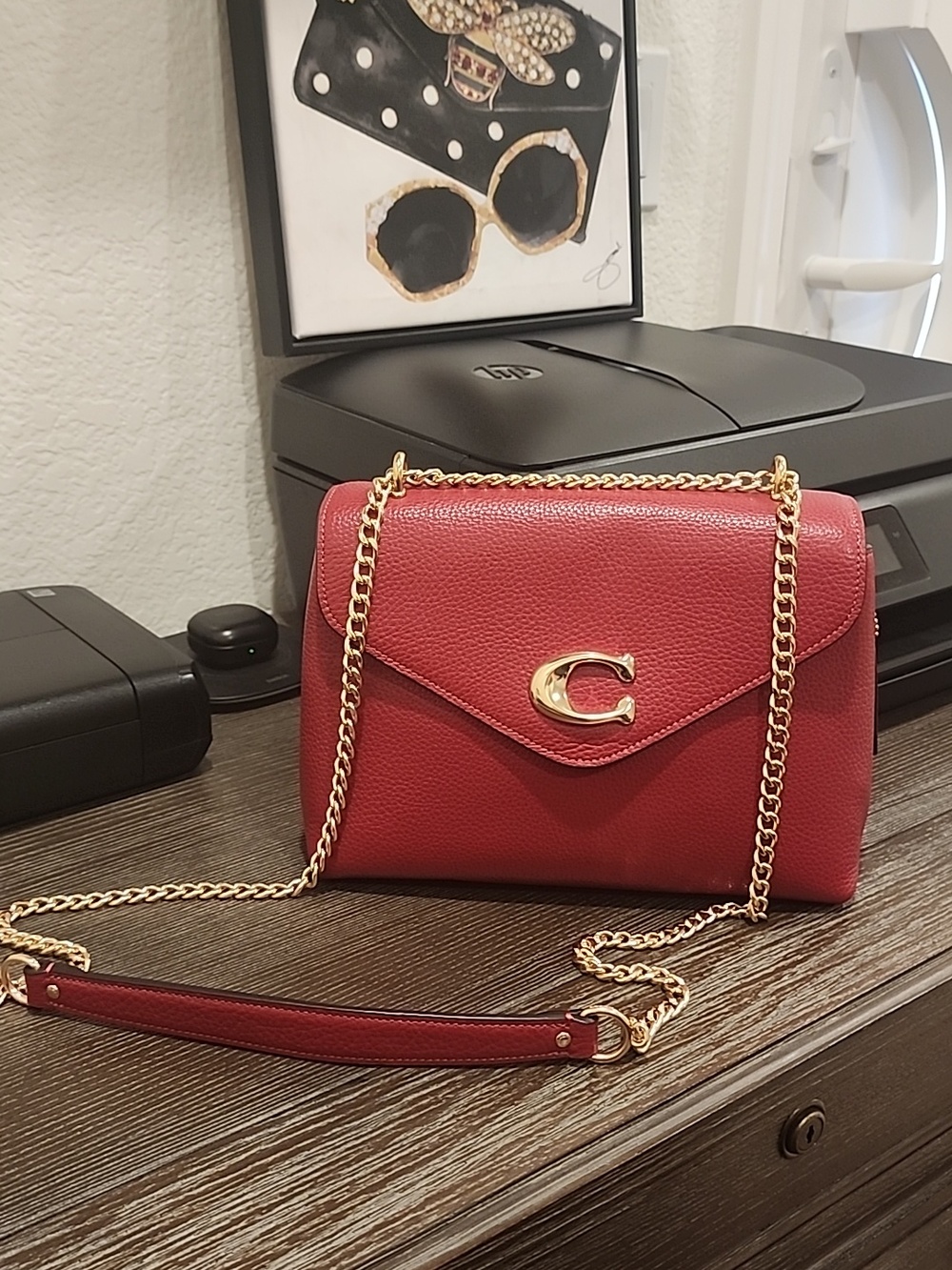Coach Red Leather Shoulder & Crossbody Bag with Gold Hardware NWT